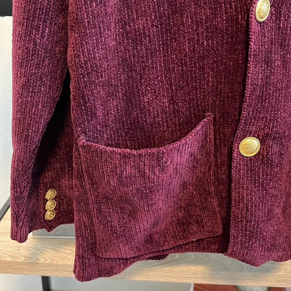 Lauren Ralph Lauren Burgundy Blazer with Gold Accents - Picture 4 of 6